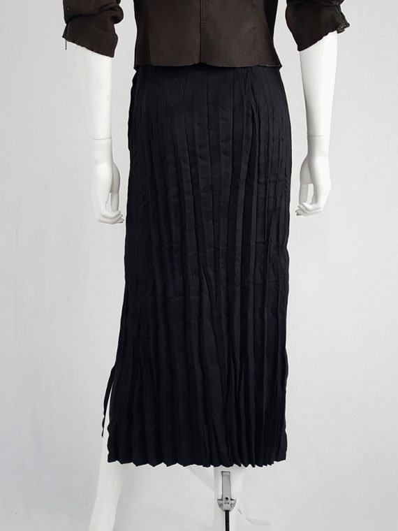 vintage Issey Miyake Fete black suede pleated maxi skirt 130758