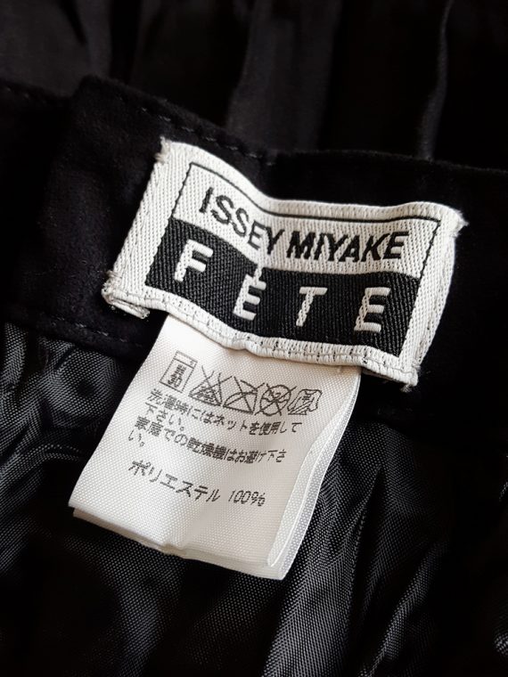 vintage Issey Miyake Fete black suede pleated maxi skirt 165814