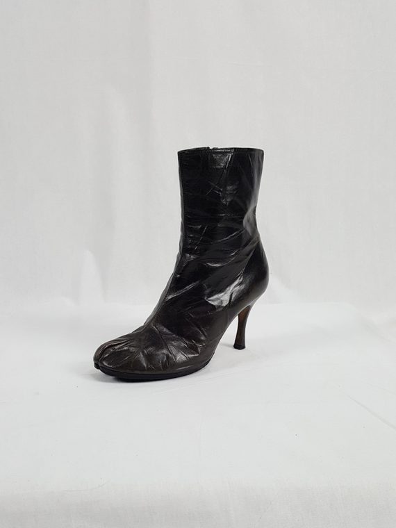 vintage Maison Martin Margiela brown tabi boots with stiletto heel spring 2007 224146