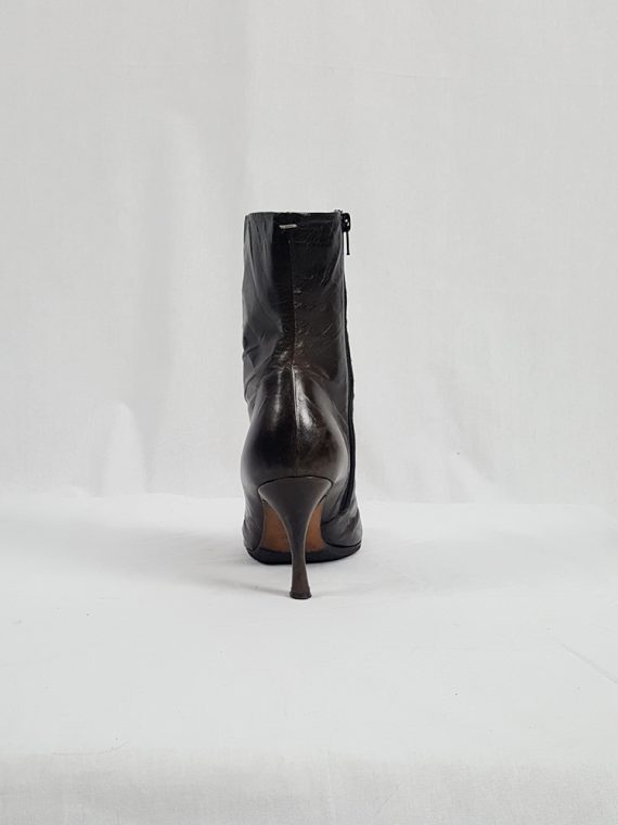 vintage Maison Martin Margiela brown tabi boots with stiletto heel spring 2007 224238