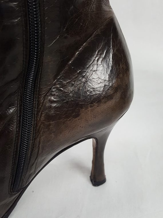 vintage Maison Martin Margiela brown tabi boots with stiletto heel spring 2007 224314