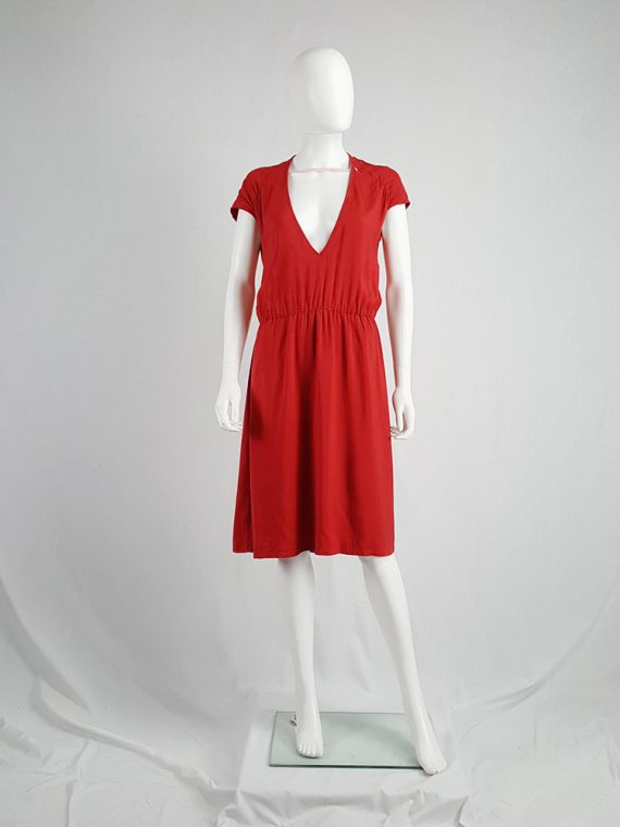 vintage Maison Martin Margiela red dress with pink strap across the chest spring 2007 102809