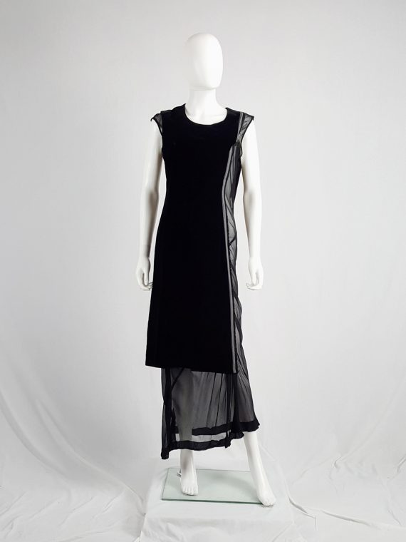 Comme des Garcons black velvet dress with sheer inserts fall 1997 135857