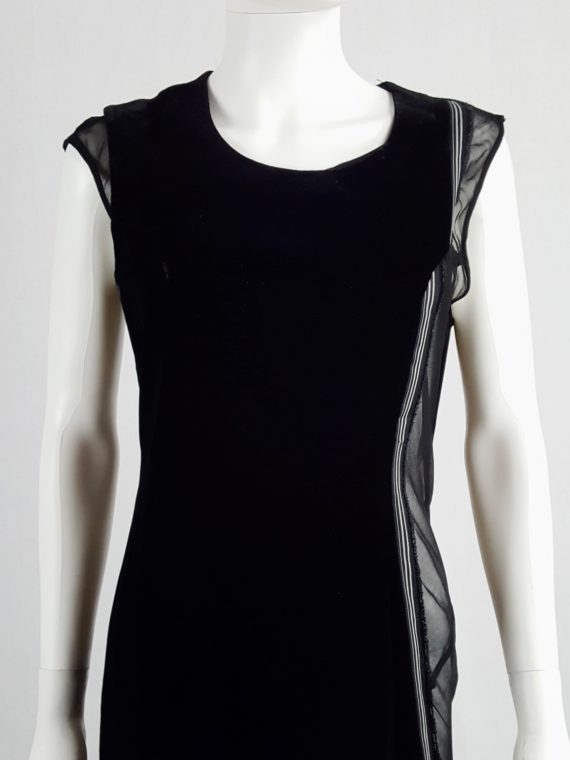 Comme des Garcons black velvet dress with sheer inserts fall 1997 135956