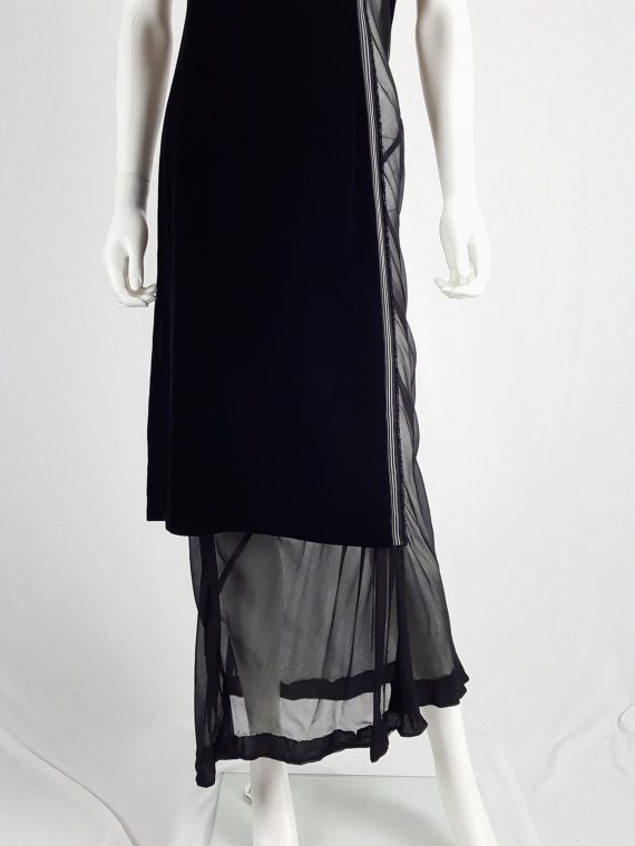 Comme des Garcons black velvet dress with sheer inserts fall 1997 140033