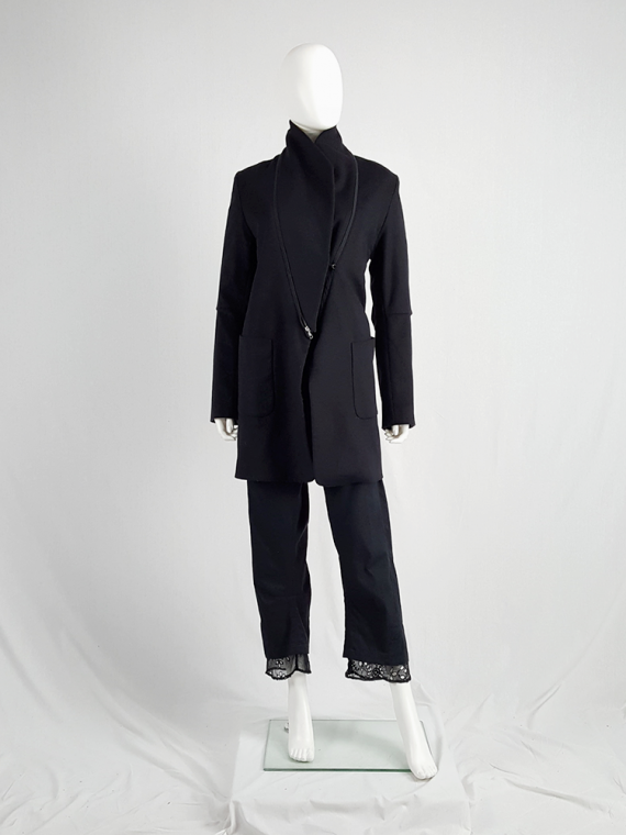 Ann Demeulemeester dark navy coat with zip-off collar