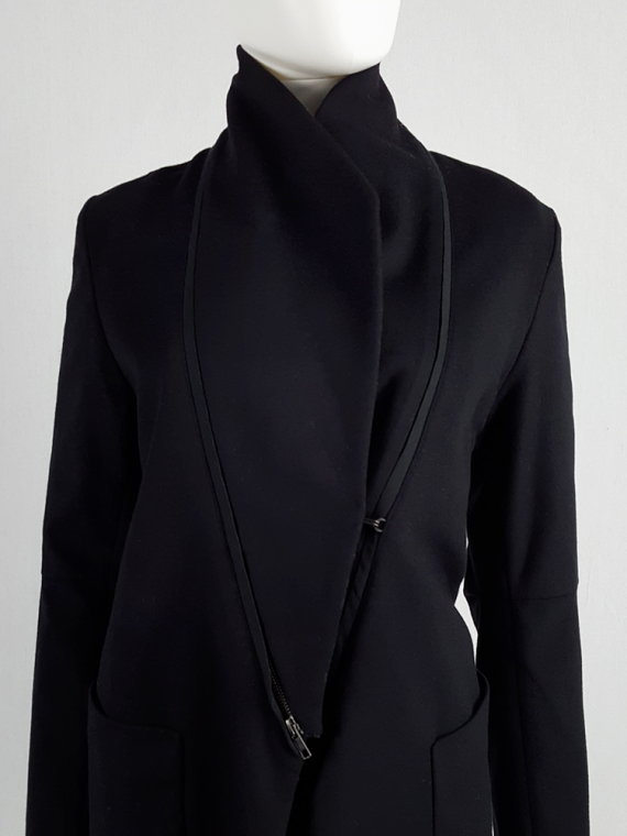 vintage Ann Demeulemeester dark navy coat with zip-off collar 3610