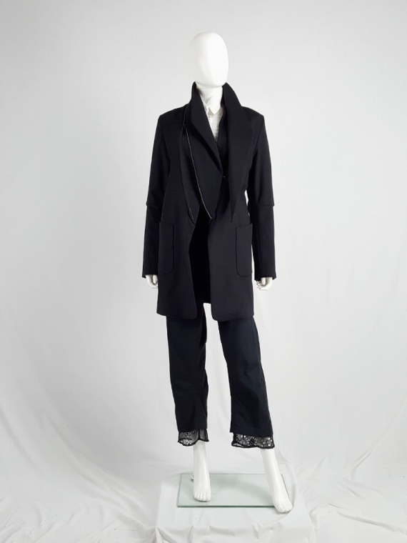 vintage Ann Demeulemeester dark navy coat with zip-off collar 3850