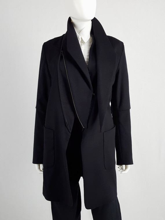 vintage Ann Demeulemeester dark navy coat with zip-off collar 3913
