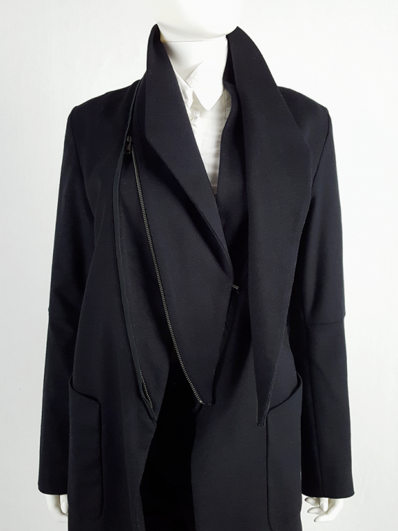 vintage Ann Demeulemeester dark navy coat with zip-off collar 3930