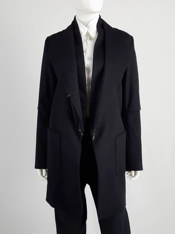 vintage Ann Demeulemeester dark navy coat with zip-off collar 4319