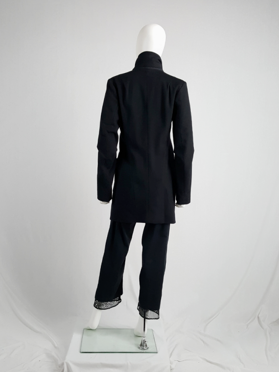 vintage Ann Demeulemeester dark navy coat with zip-off collar 4506