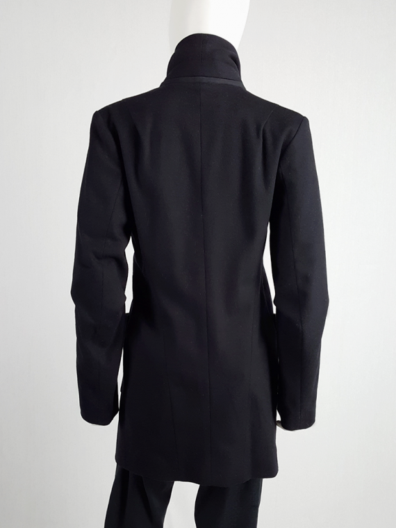 vintage Ann Demeulemeester dark navy coat with zip-off collar 4536