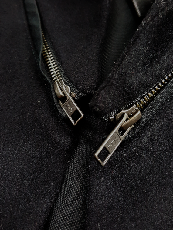 vintage Ann Demeulemeester dark navy coat with zip-off collar 4639