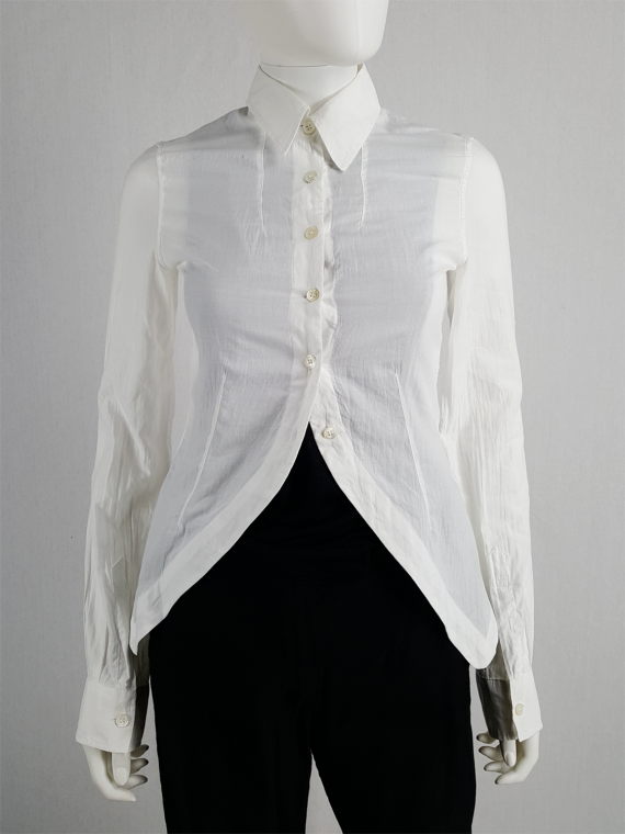 vintage Ann Demeulemeester white shirt with cutaway hem runway spring 2006 124802