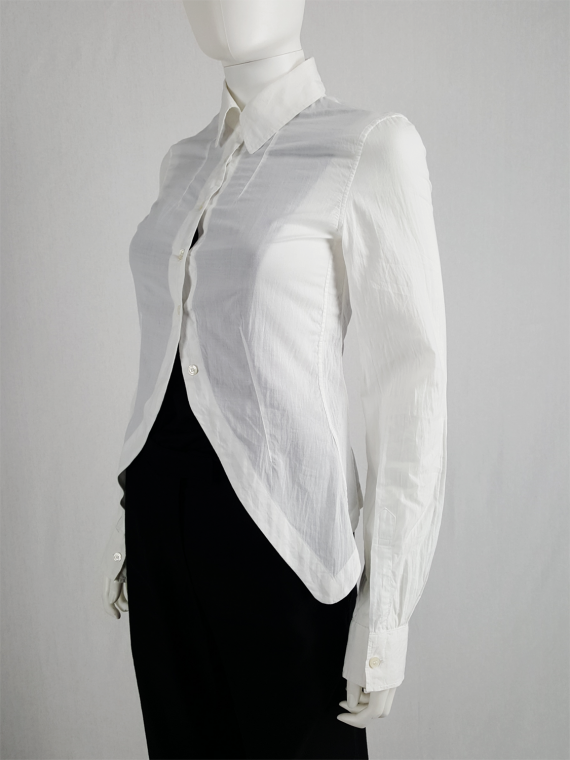 vintage Ann Demeulemeester white shirt with cutaway hem runway spring 2006 124845