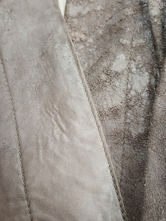 vintage Haider Ackermann brown asymmetric leather jacket with peak shoulders runway fall 2006 182614(0)
