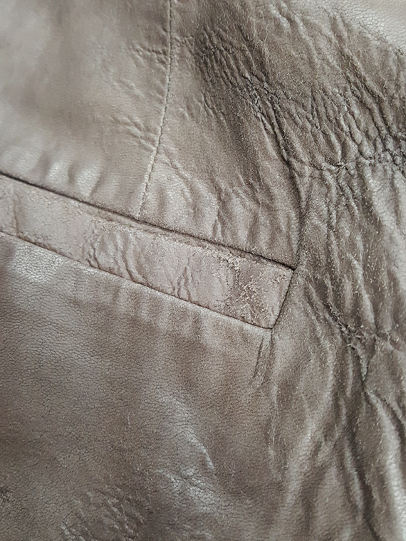 vintage Haider Ackermann brown asymmetric leather jacket with peak shoulders runway fall 2006 182622