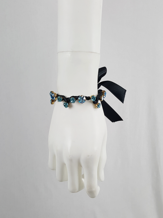vintage Maison Martin Margiela black bracelet with blue gemstones runway spring 2004 131813