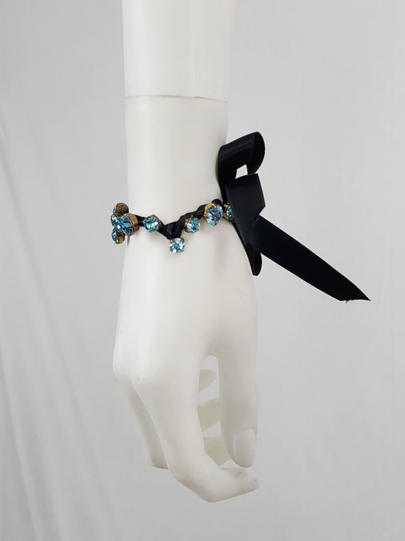 vintage Maison Martin Margiela black bracelet with blue gemstones runway spring 2004 131835
