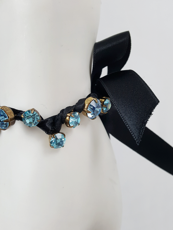 vintage Maison Martin Margiela black bracelet with blue gemstones runway spring 2004 131843