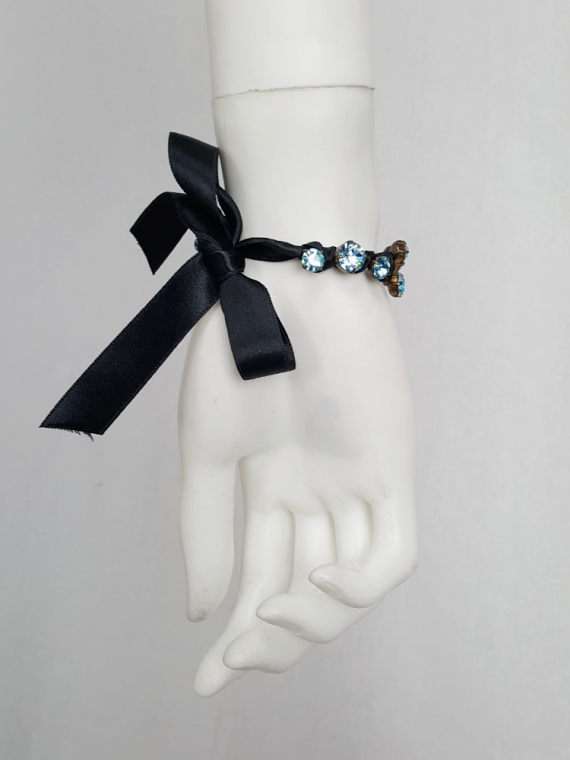 vintage Maison Martin Margiela black bracelet with blue gemstones runway spring 2004 131944