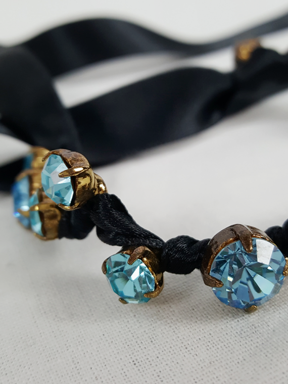 vintage Maison Martin Margiela black bracelet with blue gemstones runway spring 2004 132316