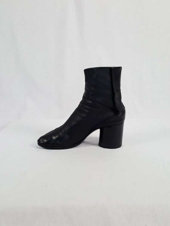 vintage Maison Martin Margiela black leather tabi boots with block heel 1990s archive 111653