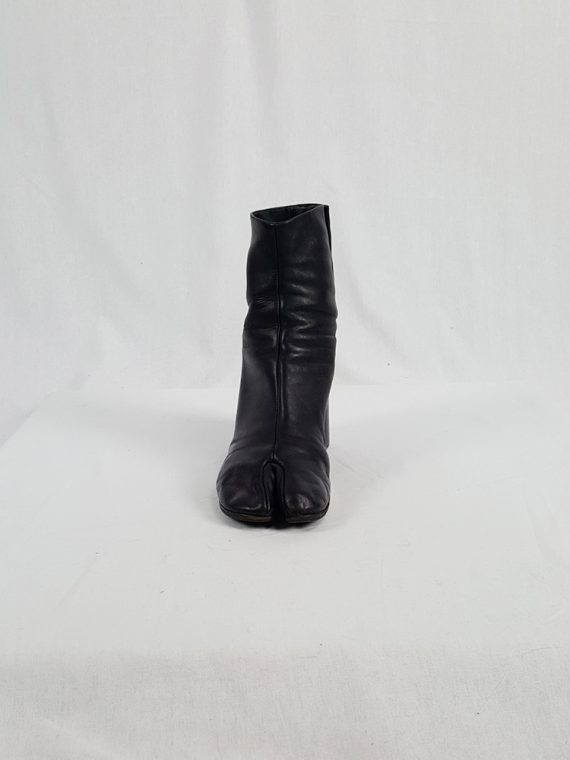 vintage Maison Martin Margiela black leather tabi boots with block heel 1990s archive 111727