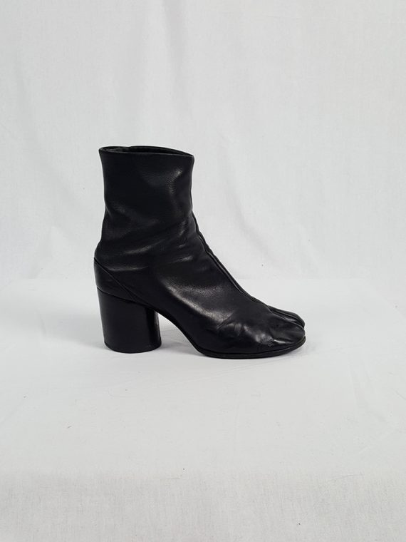 vintage Maison Martin Margiela black leather tabi boots with block heel 1990s archive 111752