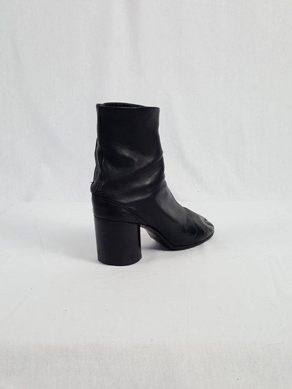 vintage Maison Martin Margiela black leather tabi boots with block heel 1990s archive 111800