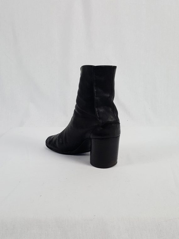 vintage Maison Martin Margiela black leather tabi boots with block heel 1990s archive 111824