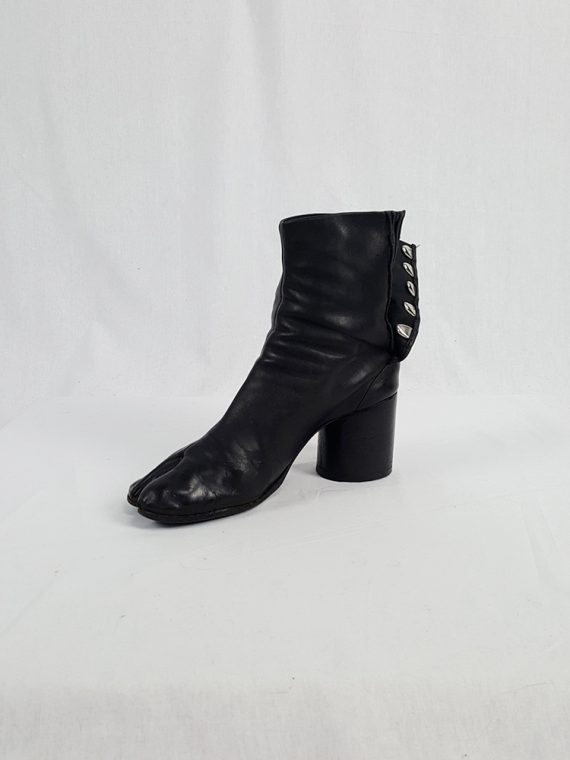 vintage Maison Martin Margiela black leather tabi boots with block heel 1990s archive 111853