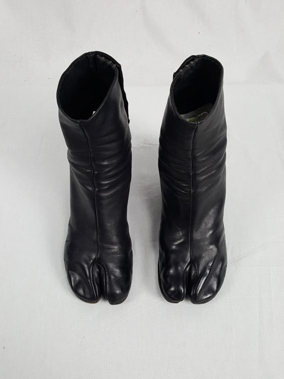 vintage Maison Martin Margiela black leather tabi boots with block heel 1990s archive 112011