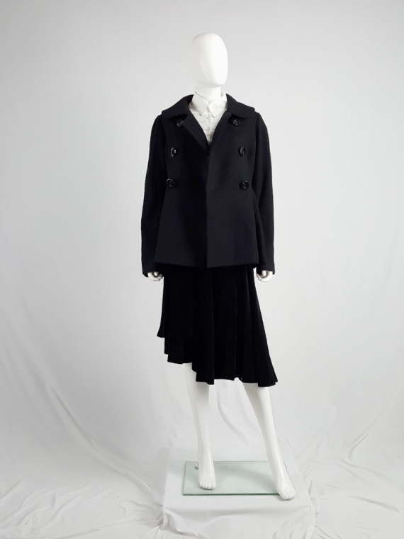 vintage Yohji Yamamoto black double-breasted coat with round collar 175927