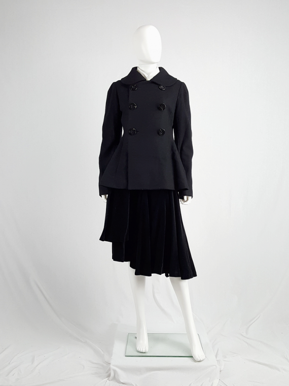 vintage Yohji Yamamoto black double-breasted coat with round collar 180237