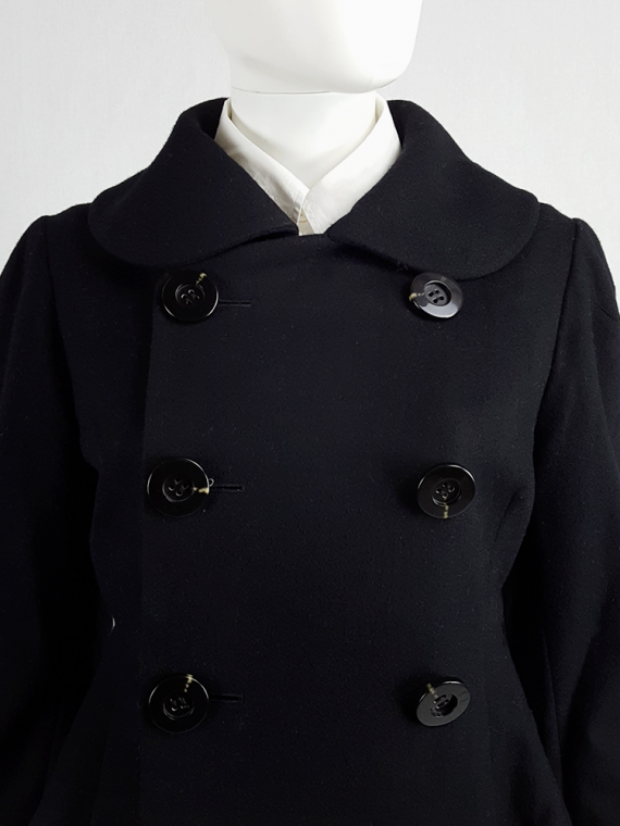 vintage Yohji Yamamoto black double-breasted coat with round collar 180329