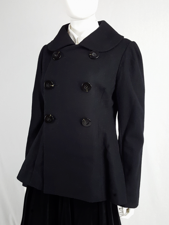 vintage Yohji Yamamoto black double-breasted coat with round collar 180346