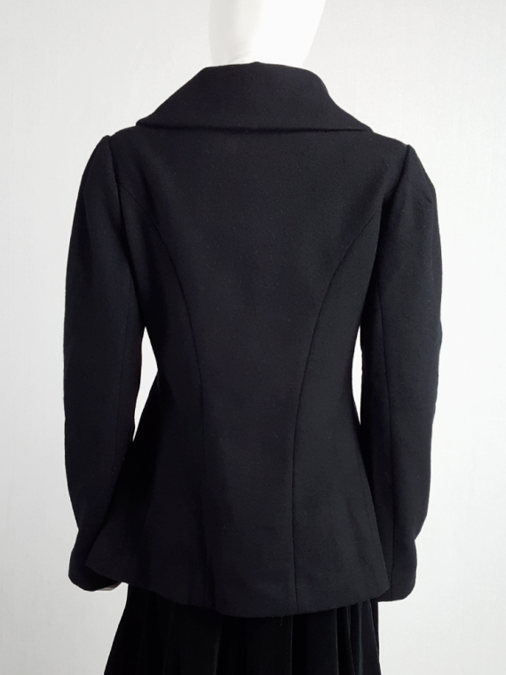 vintage Yohji Yamamoto black double-breasted coat with round collar 180536