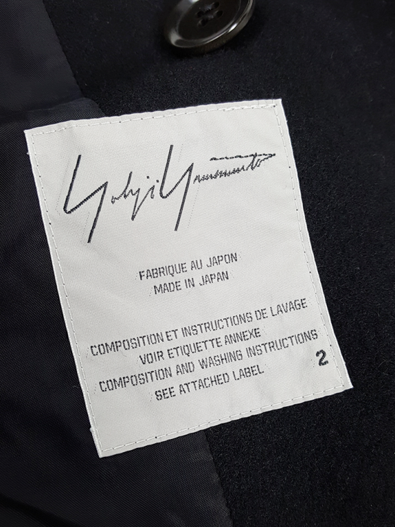 vintage Yohji Yamamoto black double-breasted coat with round collar 180647