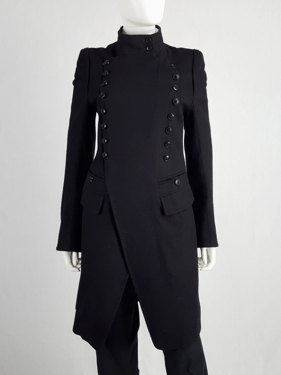 vintage Ann Demeulemeester black double breasted military style coat runway fall 2005 172326