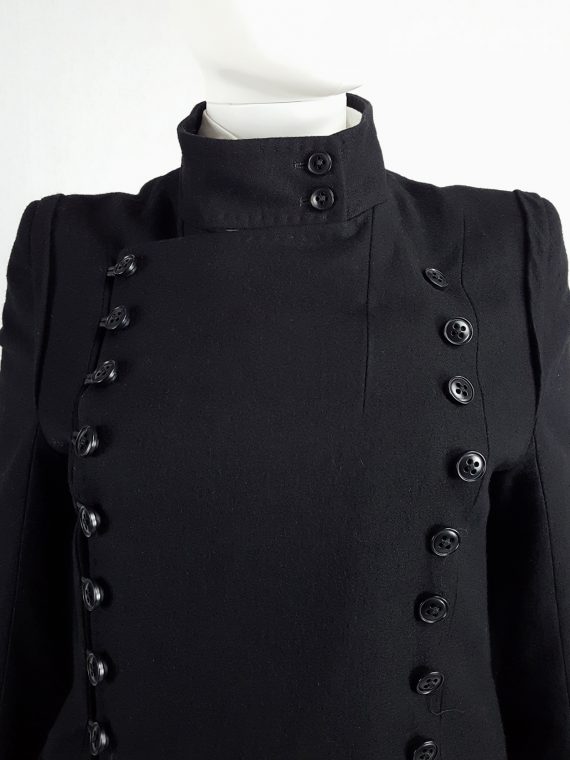 vintage Ann Demeulemeester black double breasted military style coat runway fall 2005 172356