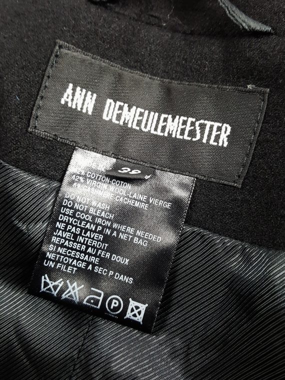 vintage Ann Demeulemeester black double breasted military style coat runway fall 2005 173153
