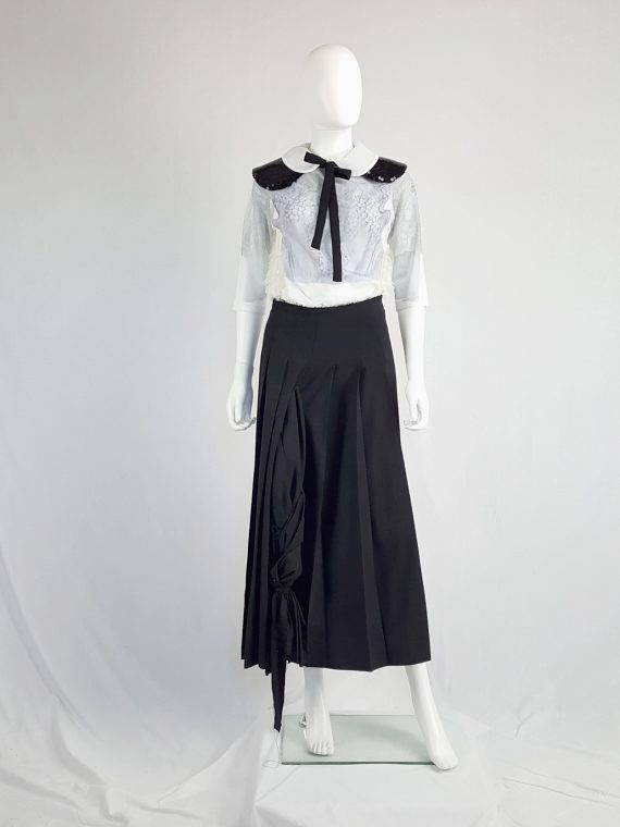 vintage Comme des Garcons black pleated skirt with oversized braid spring 2003 123052