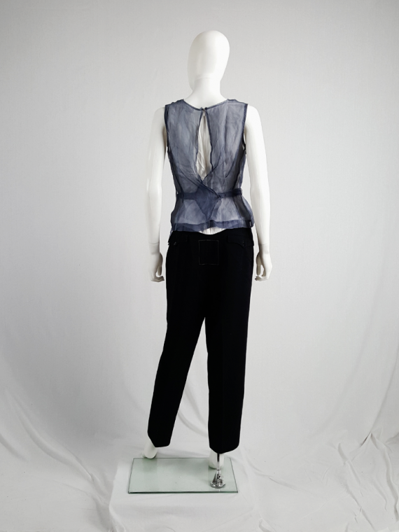 Dries Van Noten blue sheer wrap top with white underlayer - V A N