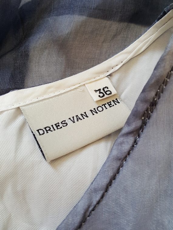 vintage Dries Van Noten blue sheer wrap top with white underlayer 132127