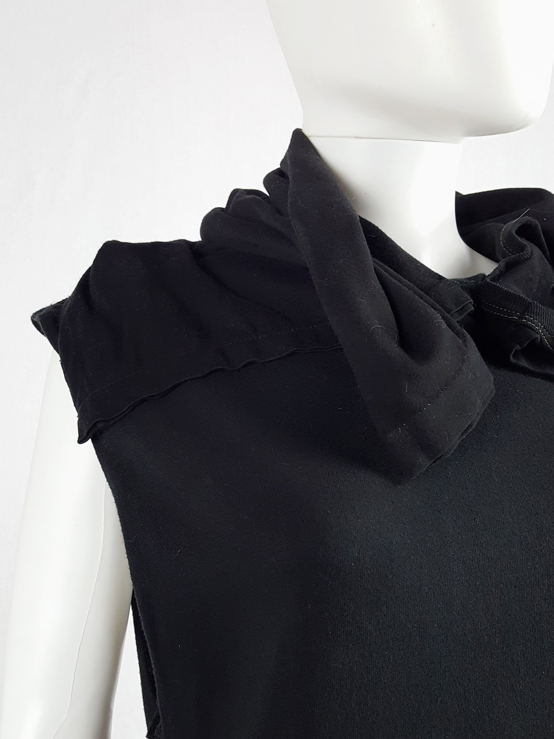 Maison Martin Margiela artisanal black dress with t-shirt collar — fall ...