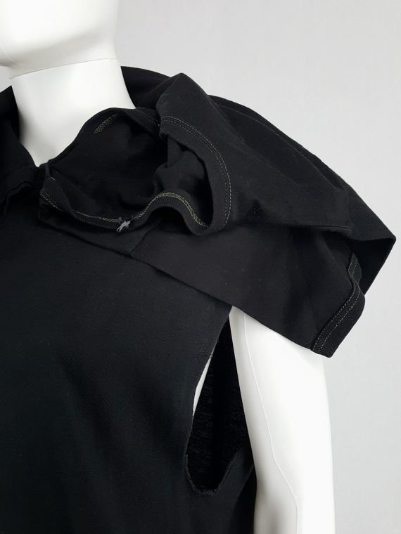 vintage Maison Martin Margiela artisanal black dress with tshirt collar fall 2002 142222