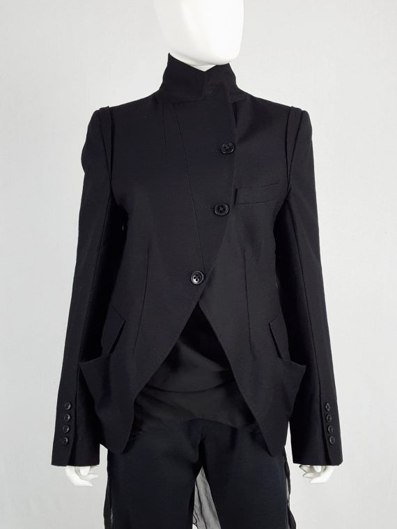Ann Demeulemeester black asymmetric button-up blazer 150907
