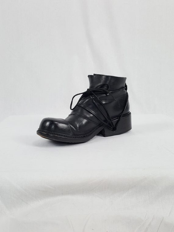 vaniitas vintage Dirk Bikkembergs black boots with laces through the soles 90s archive 120144
